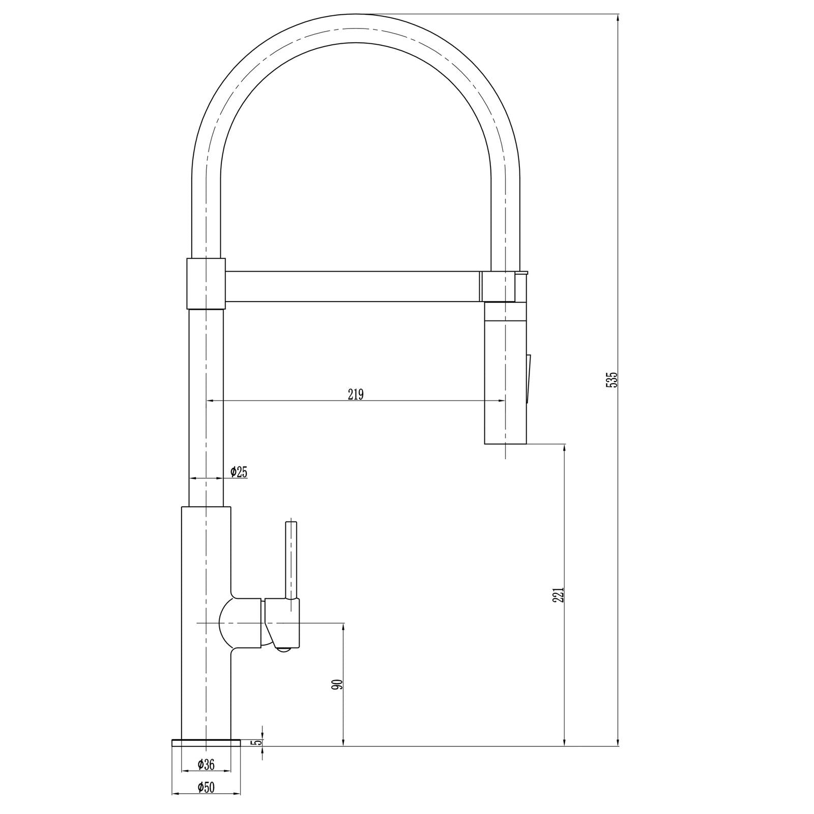 Liquida W24MB S shape Swan Neck 360 Degree Swivel Matt Black Kitchen Tap